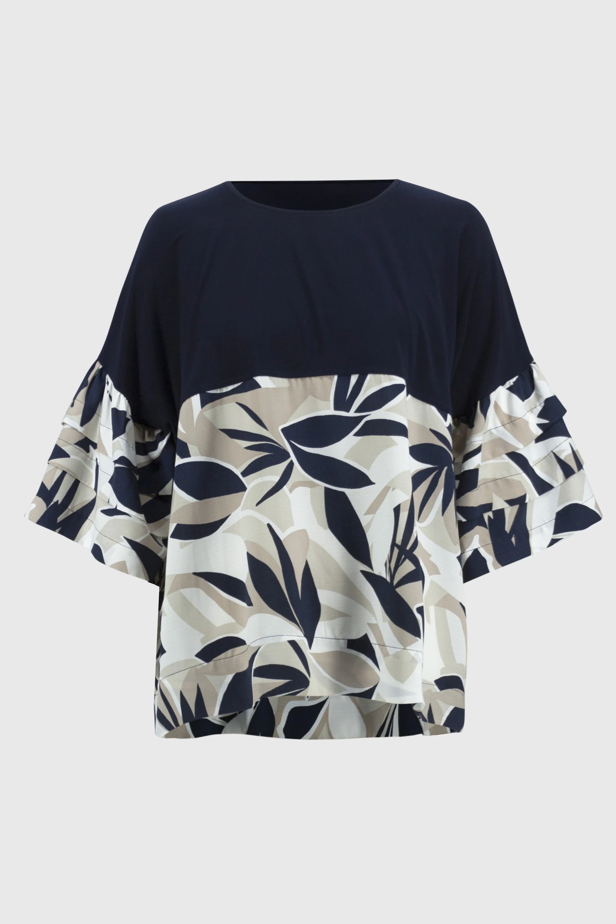 Joseph Ribkoff Silky Knit Tropical Print Boxy Top