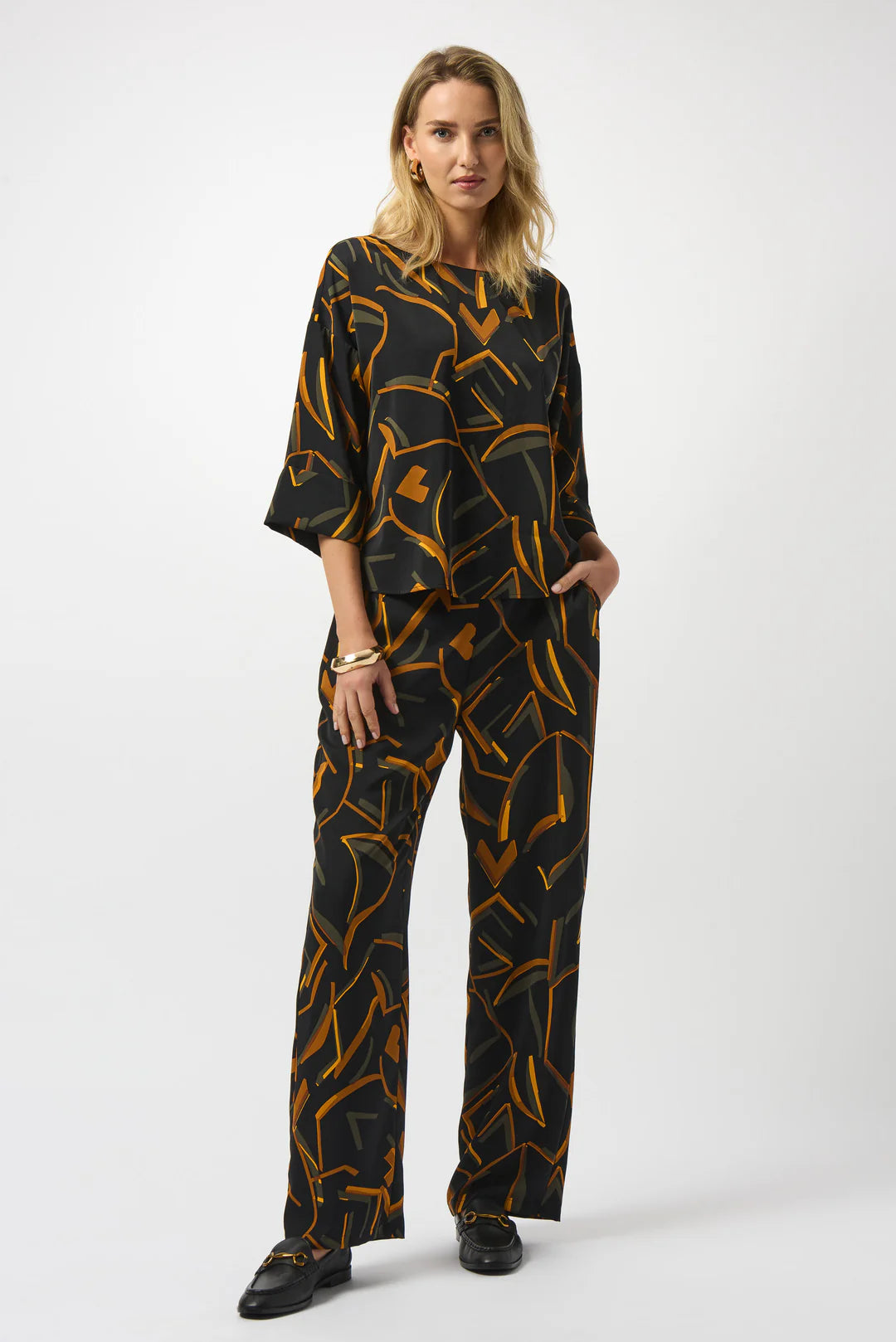 Joseph Ribkoff Geometric Print Boxy Top