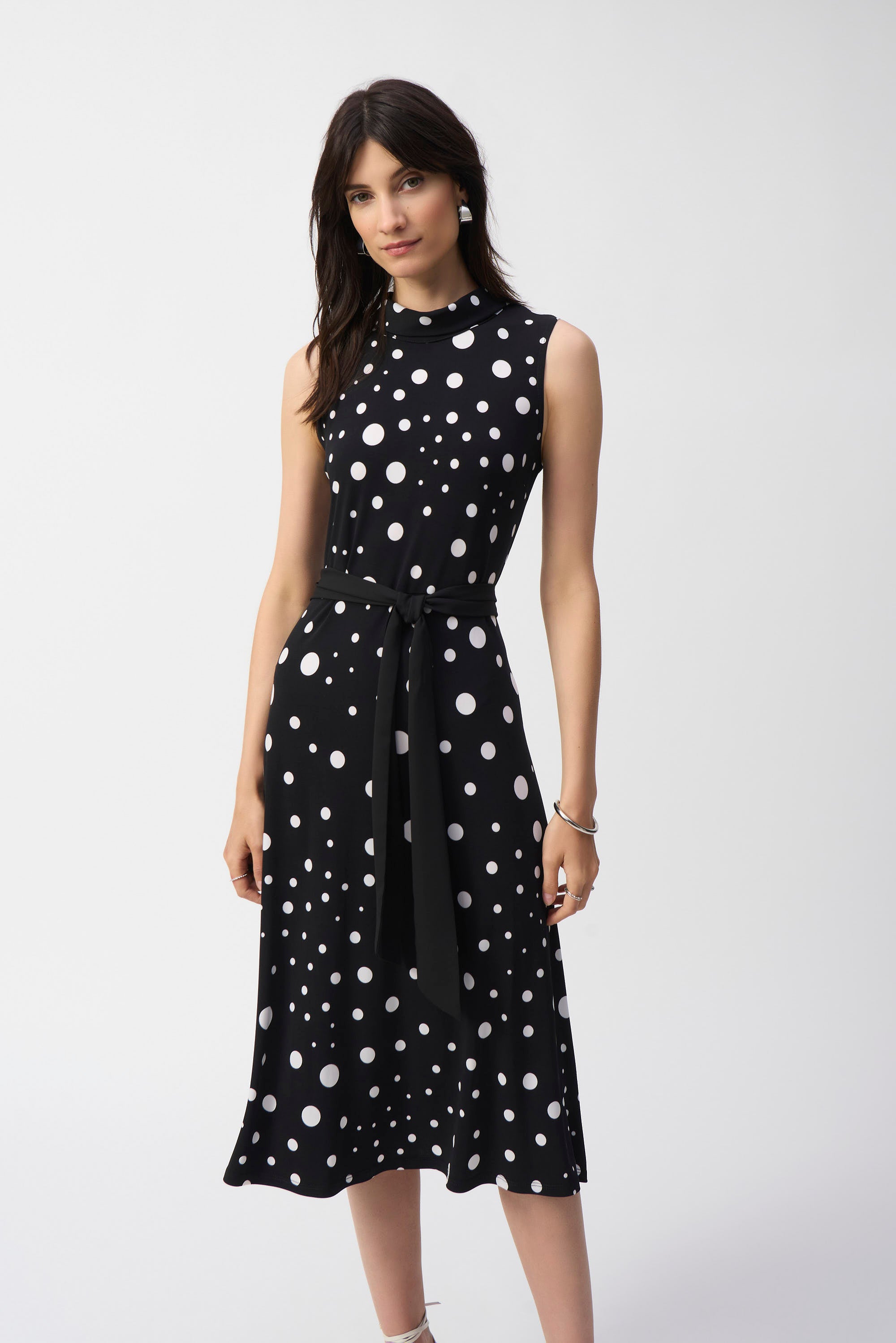 Joseph Ribkoff Polka-dot Belted Midi Dress