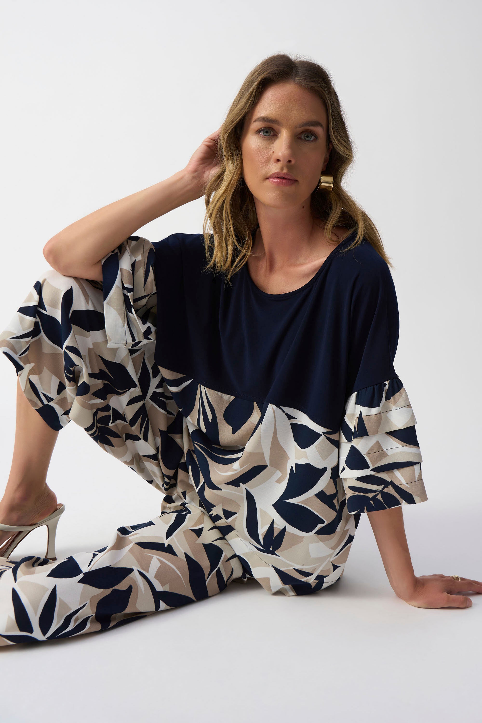 Joseph Ribkoff Silky Knit Tropical Print Boxy Top