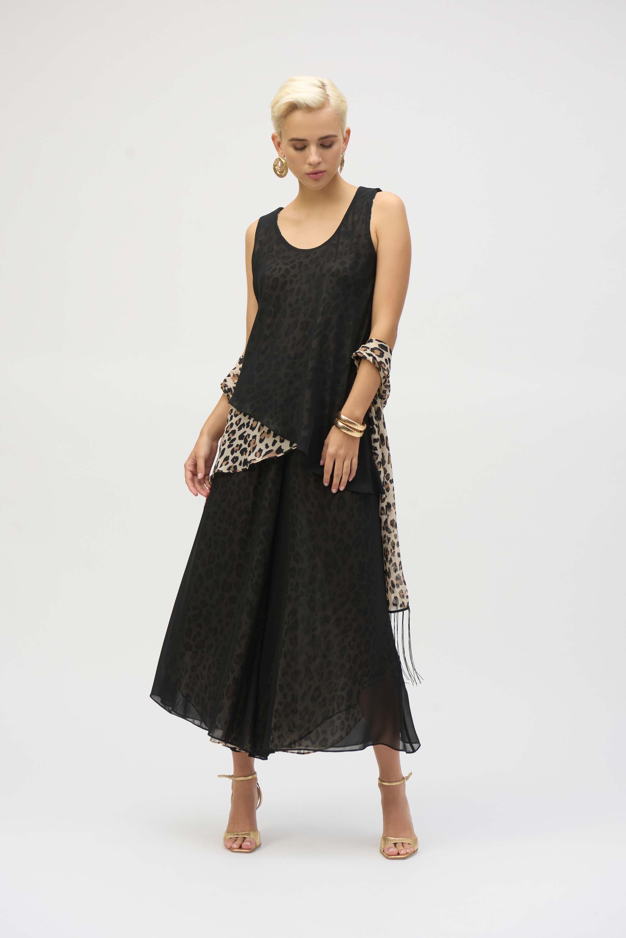 Joseph Ribkoff Chiffon Animal Print Reversible