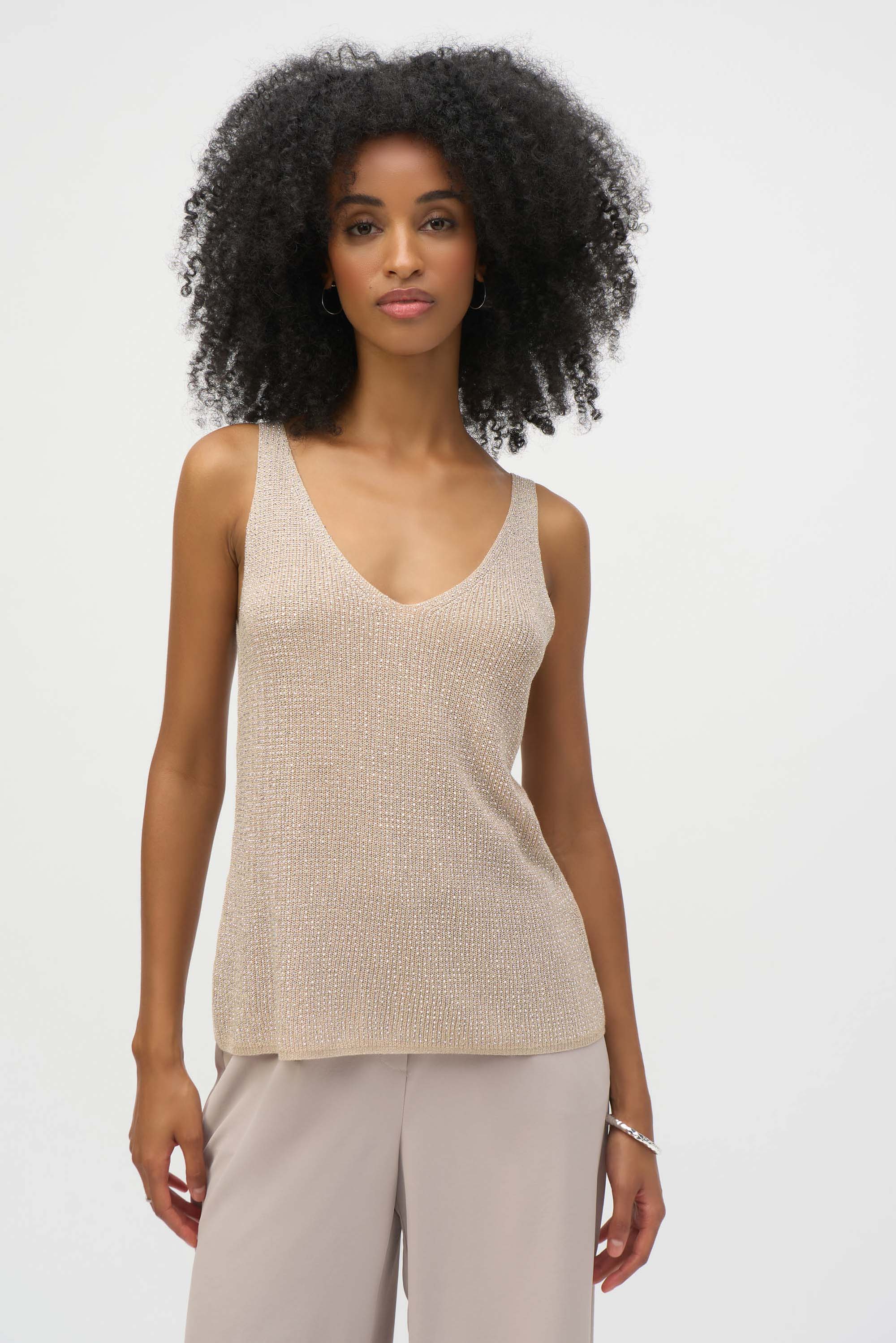 Joseph Ribkoff Sparkly V-neck Pullover Style
