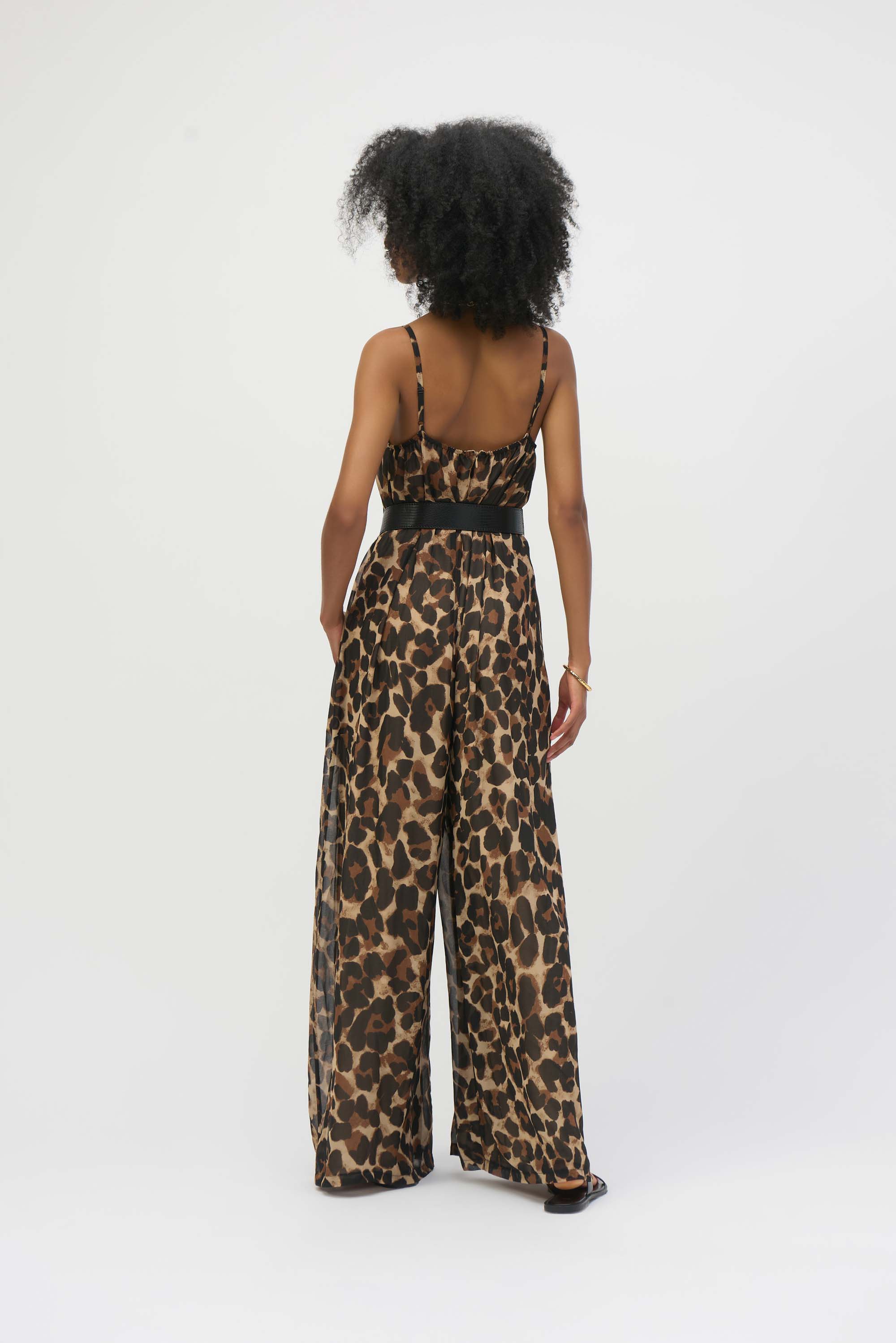 Joseph Ribkoff Chiffon Animal Print Wide Leg Jumpsuit Style