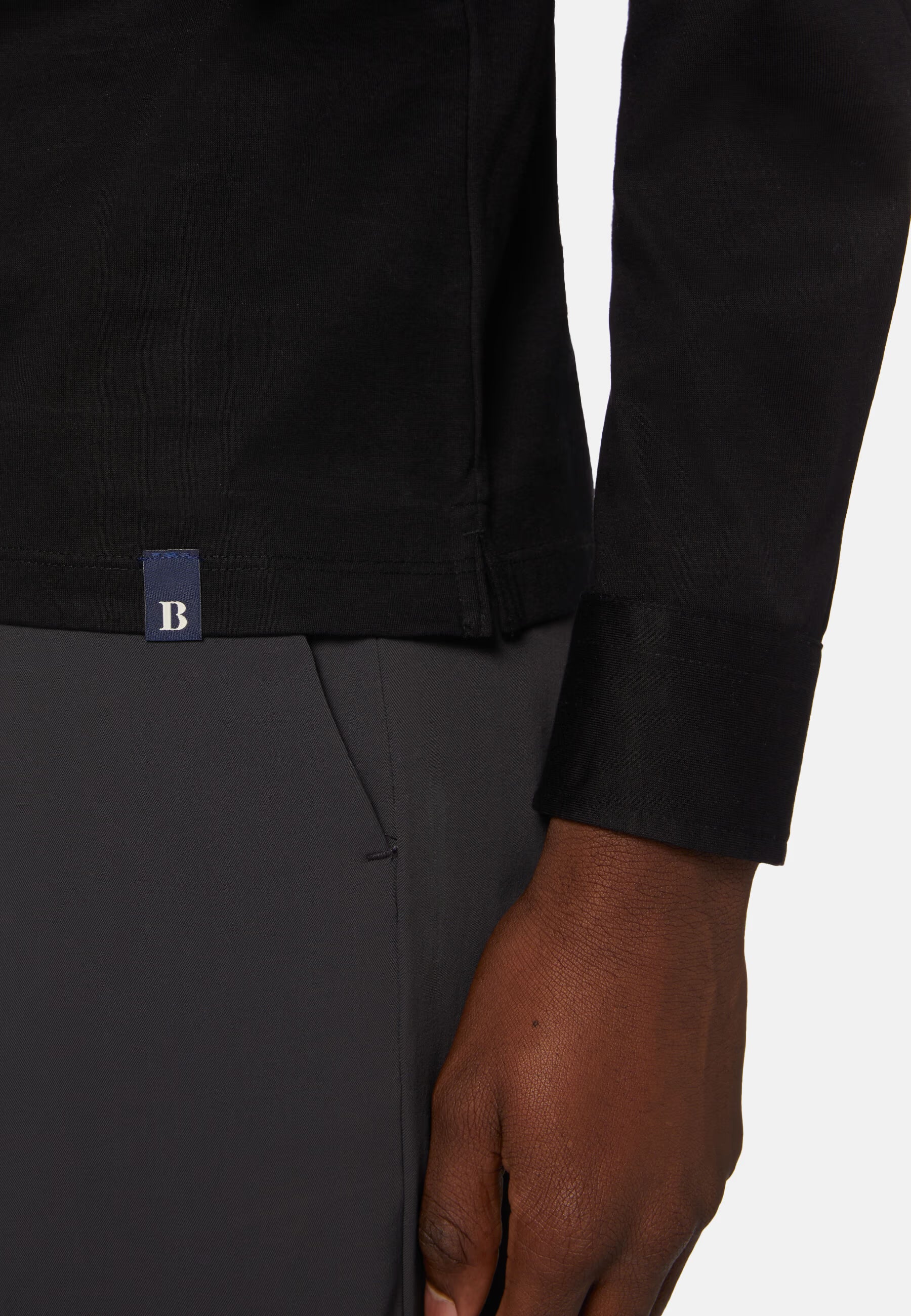 Boggi Long Sleeved Regular Fit Polo Shirt In Pima Cotton Jersey