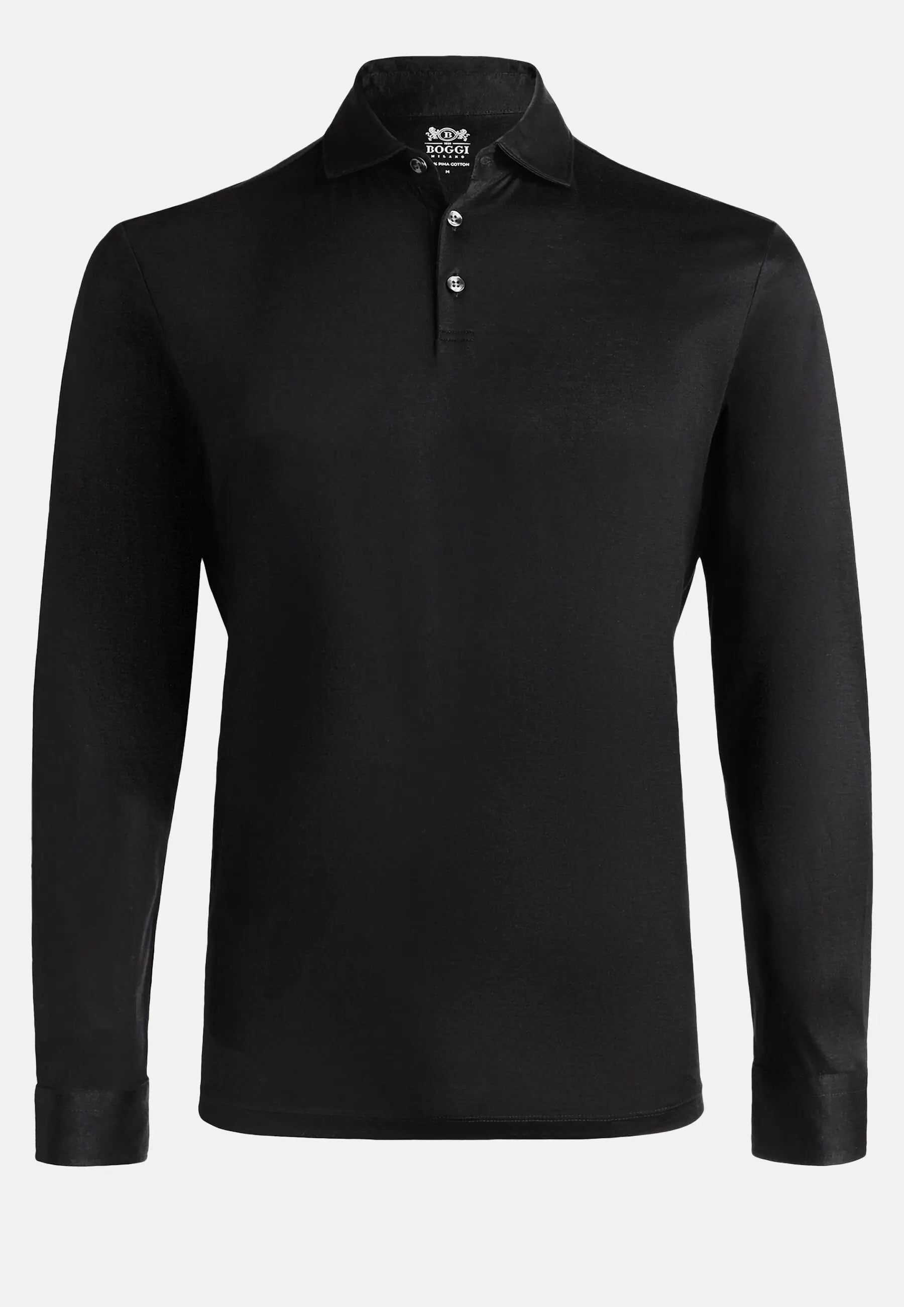 Boggi Long Sleeved Regular Fit Polo Shirt In Pima Cotton Jersey