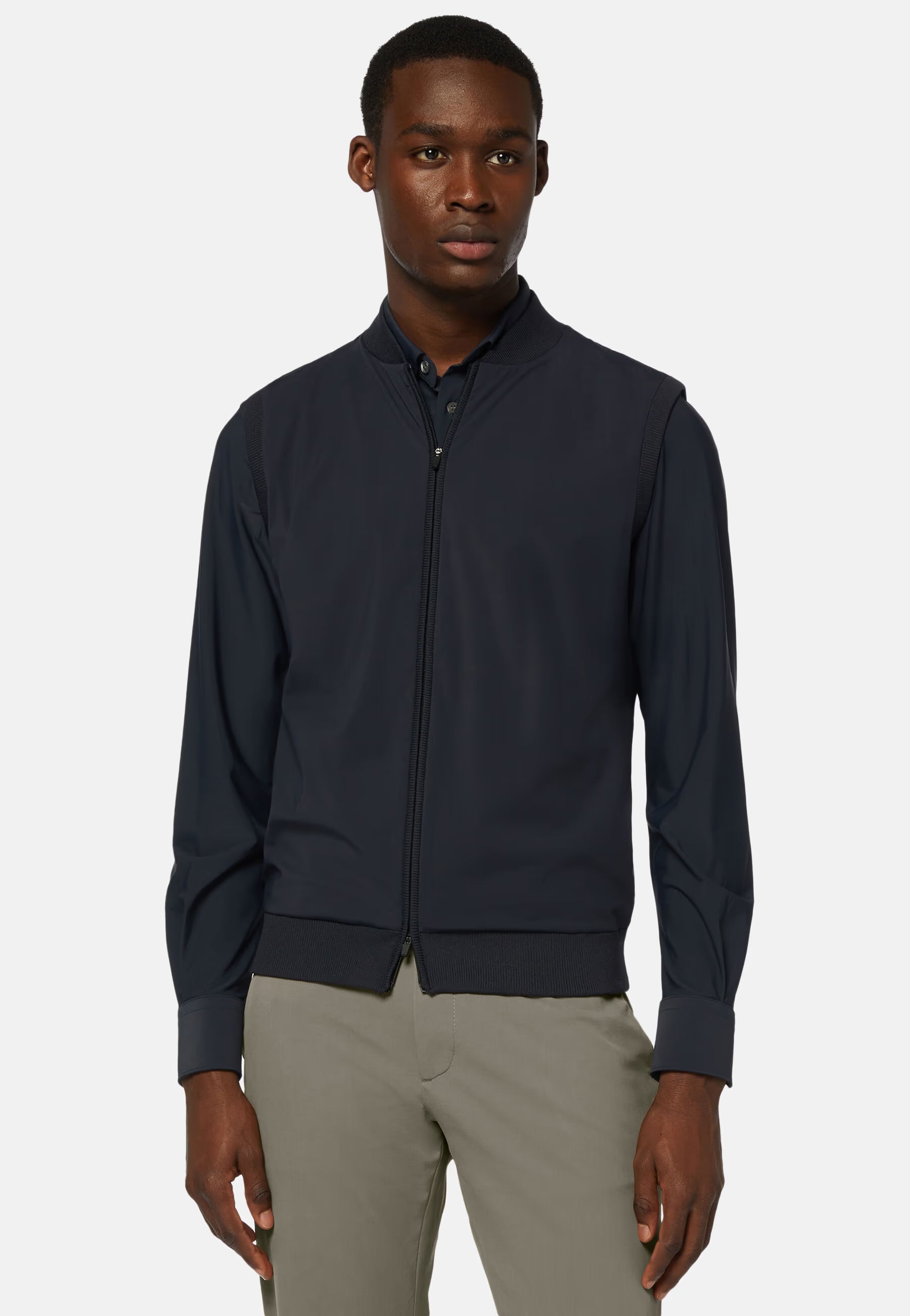 Navy Recycled and Technical Jersey Waistcoat
