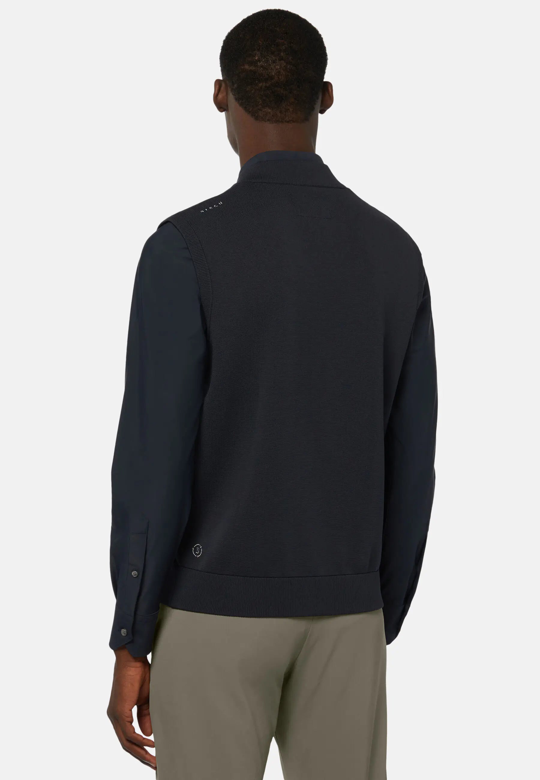 Navy Recycled and Technical Jersey Waistcoat