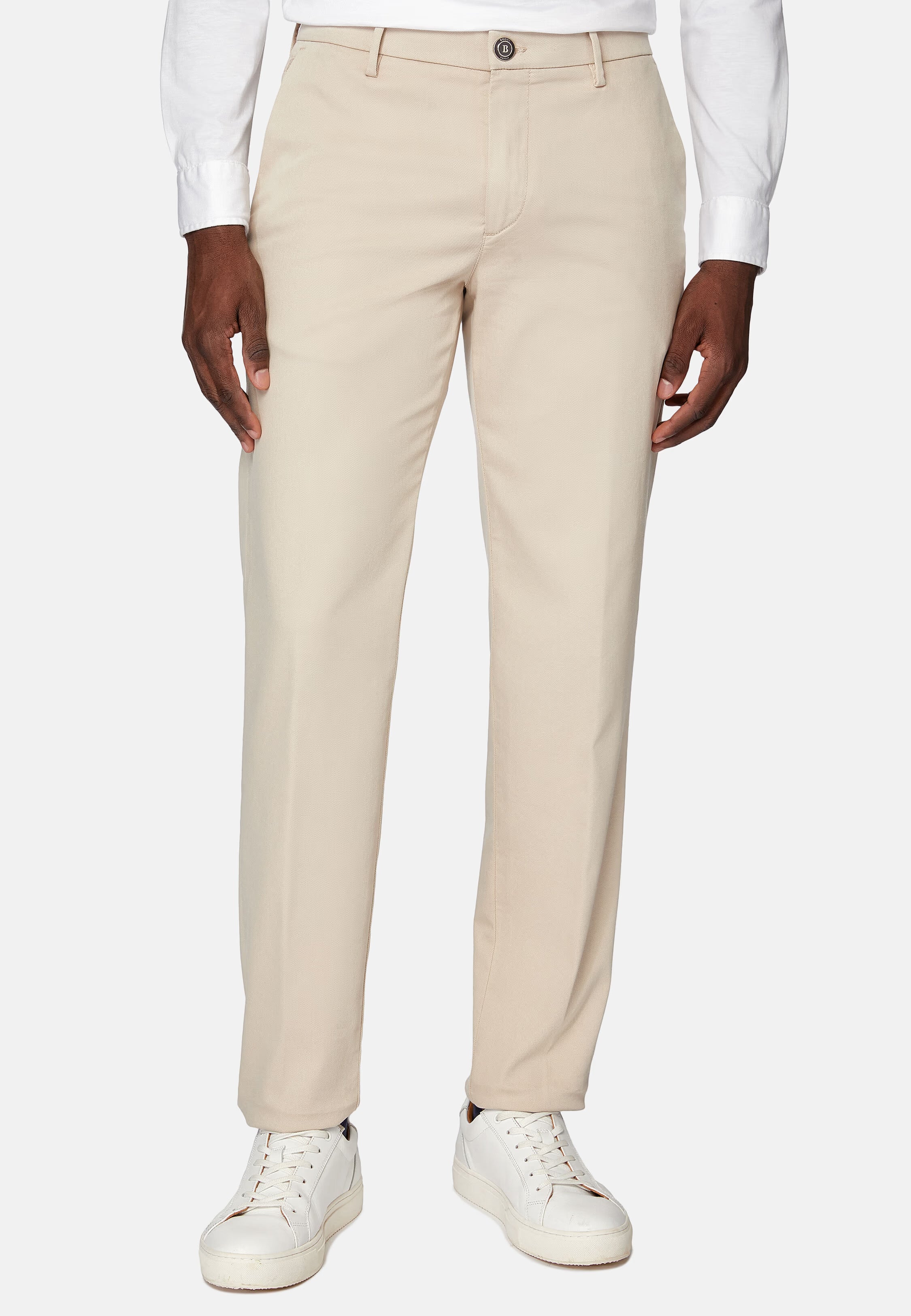 Boggi Stretch cotton/tencel trousers - Biege