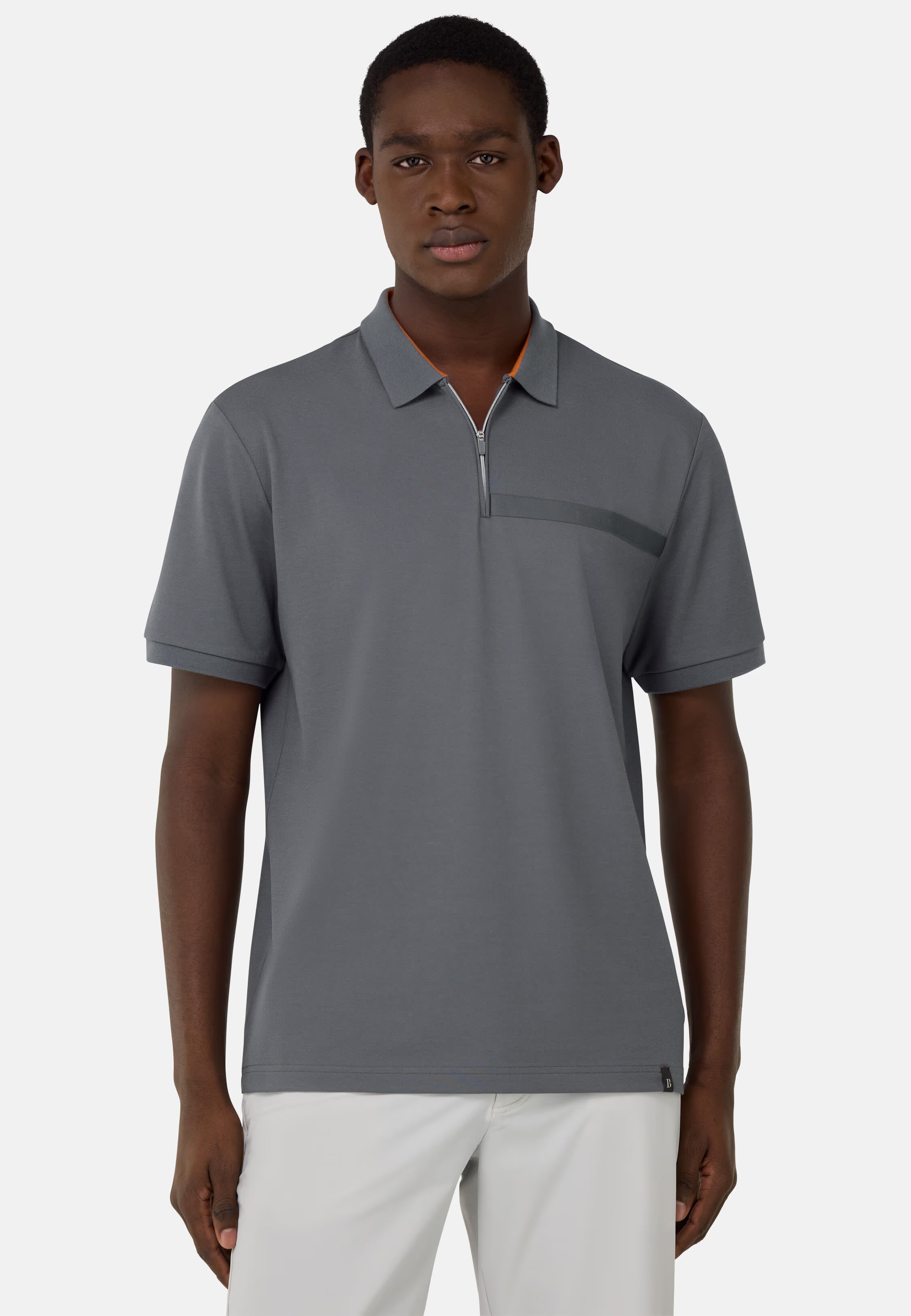 Boggi Cool Jade-Fresh Piqué Polo Shirt - Charcoal