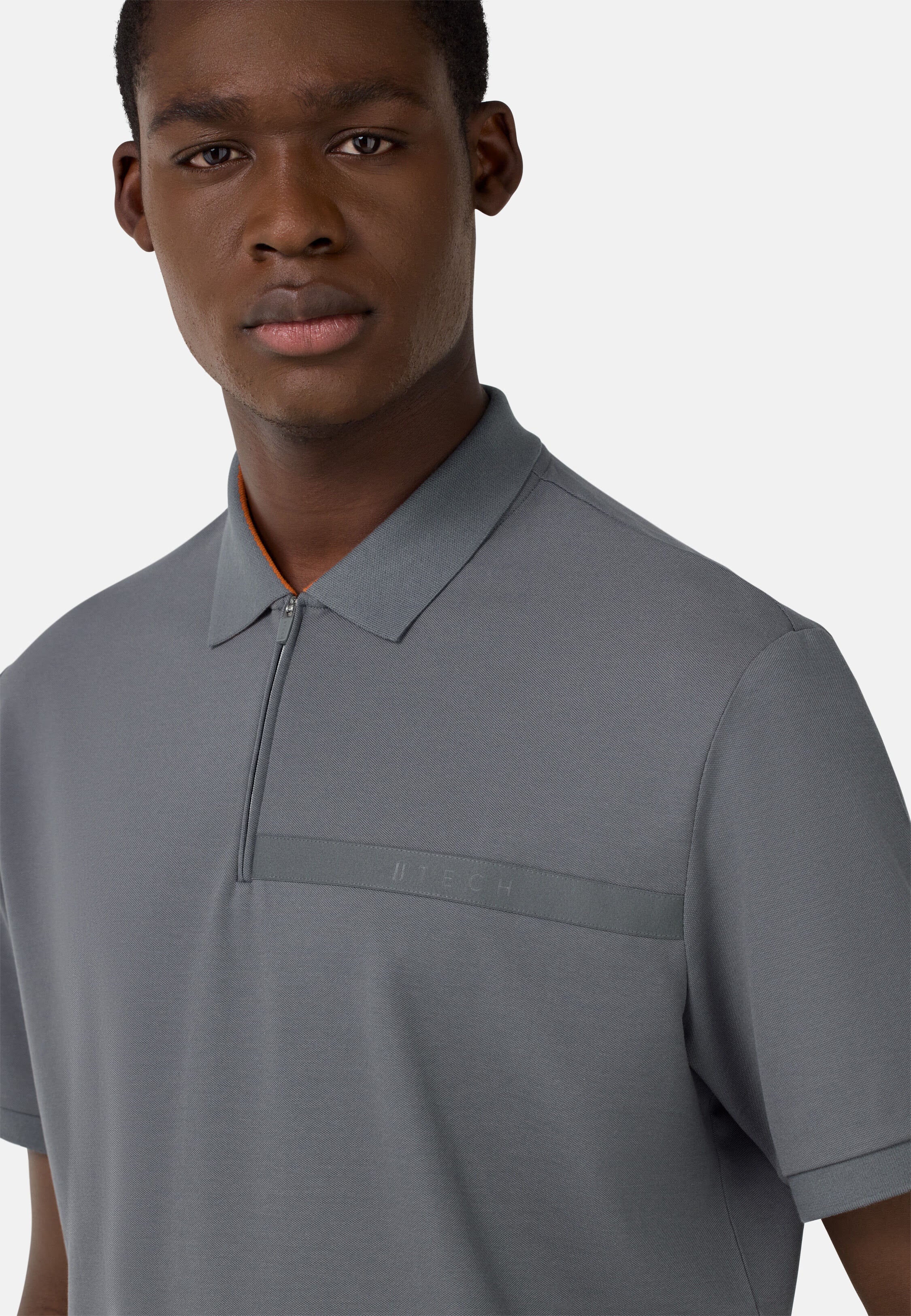 Boggi Cool Jade-Fresh Piqué Polo Shirt - Charcoal