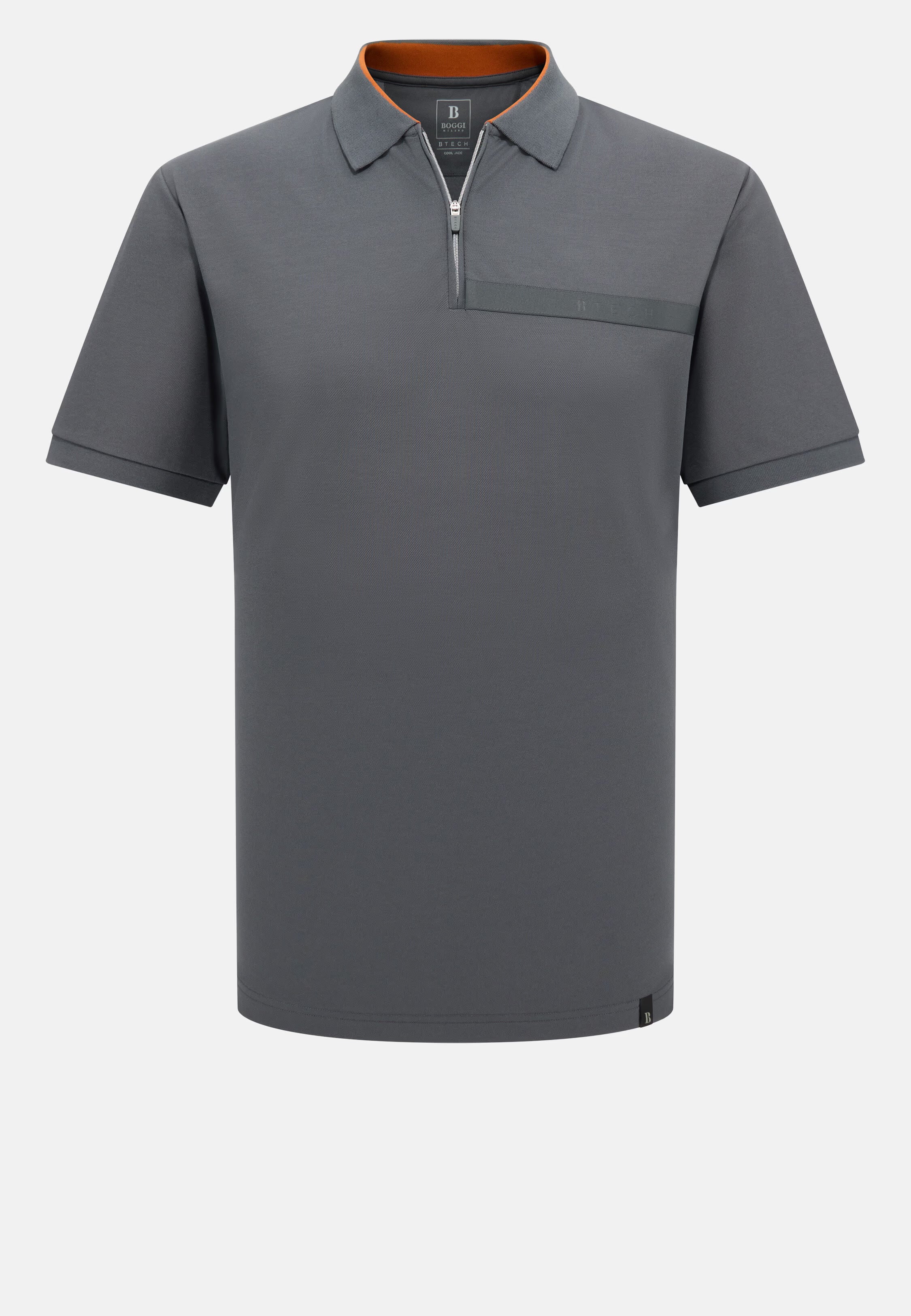 Boggi Cool Jade-Fresh Piqué Polo Shirt - Charcoal