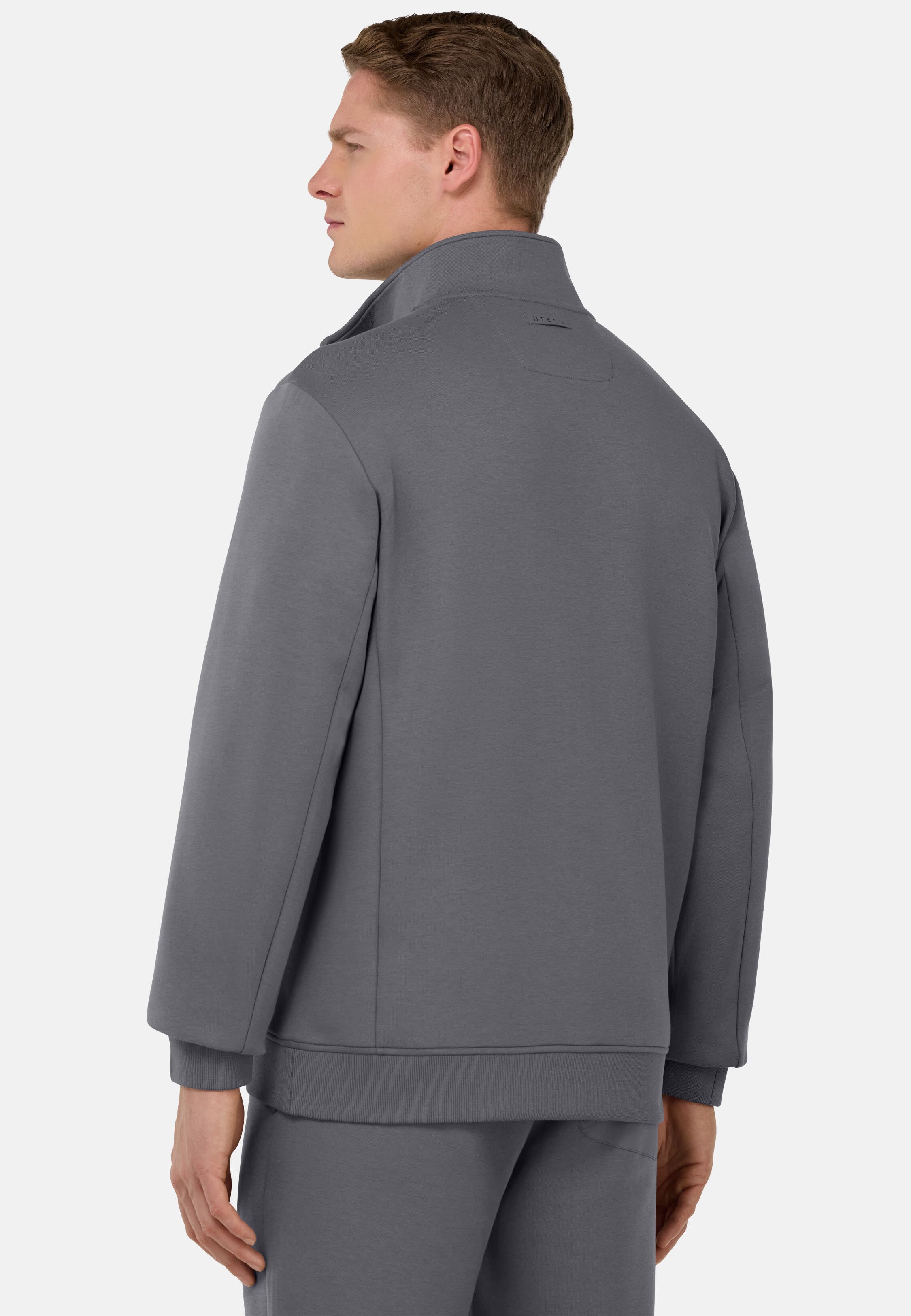 Boggi Full-Zip Hoodie In Lightweight Cotton Blend Scuba