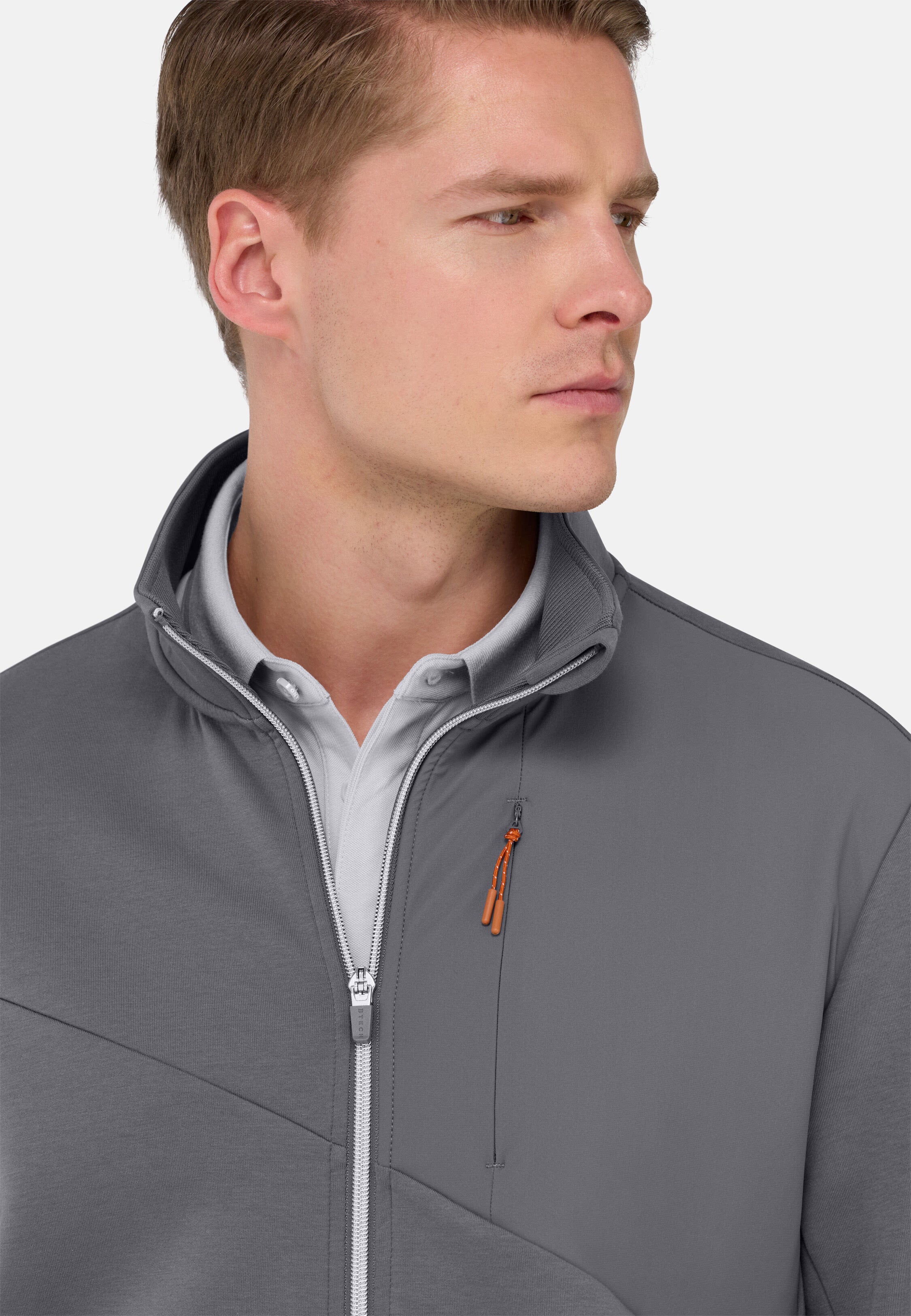 Boggi Full-Zip Hoodie In Lightweight Cotton Blend Scuba
