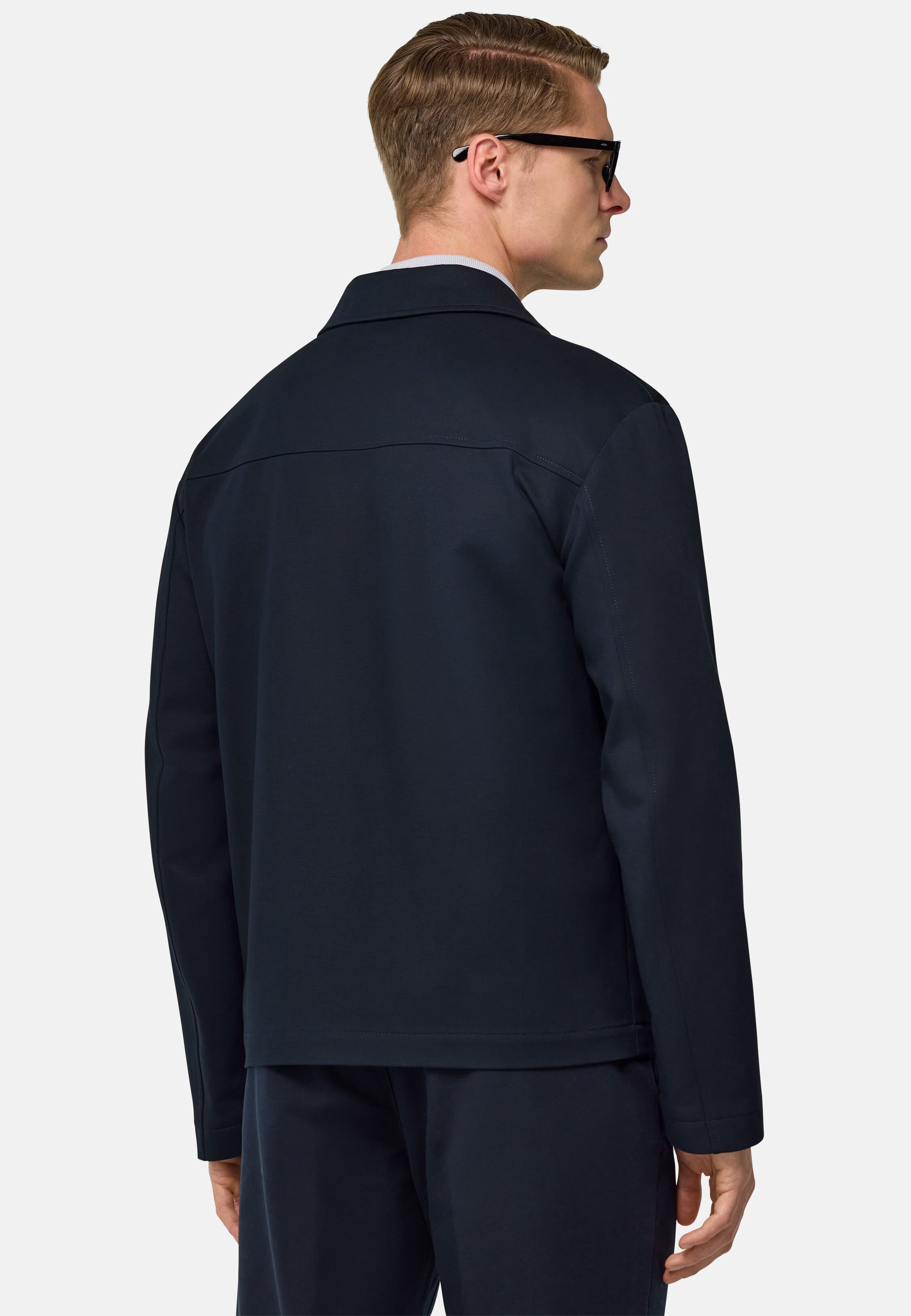 Boggi Stretch Cotton Bomber Jacket with a Shirt Collar