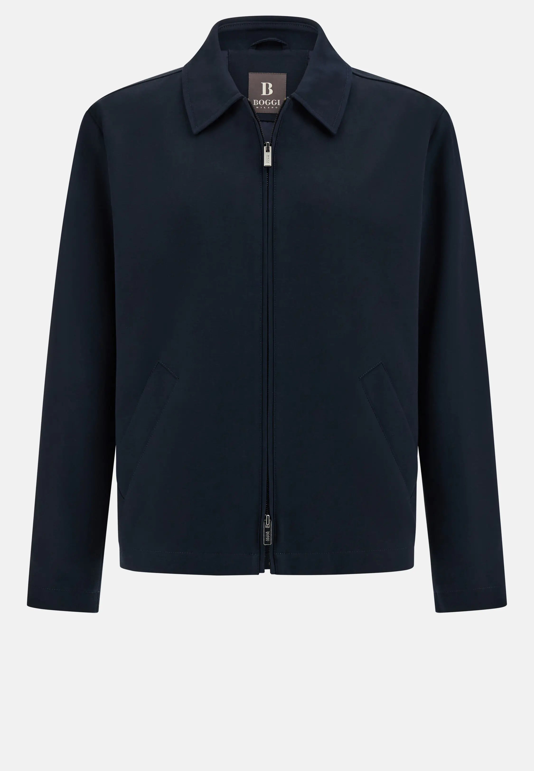 Boggi Stretch Cotton Bomber Jacket with a Shirt Collar