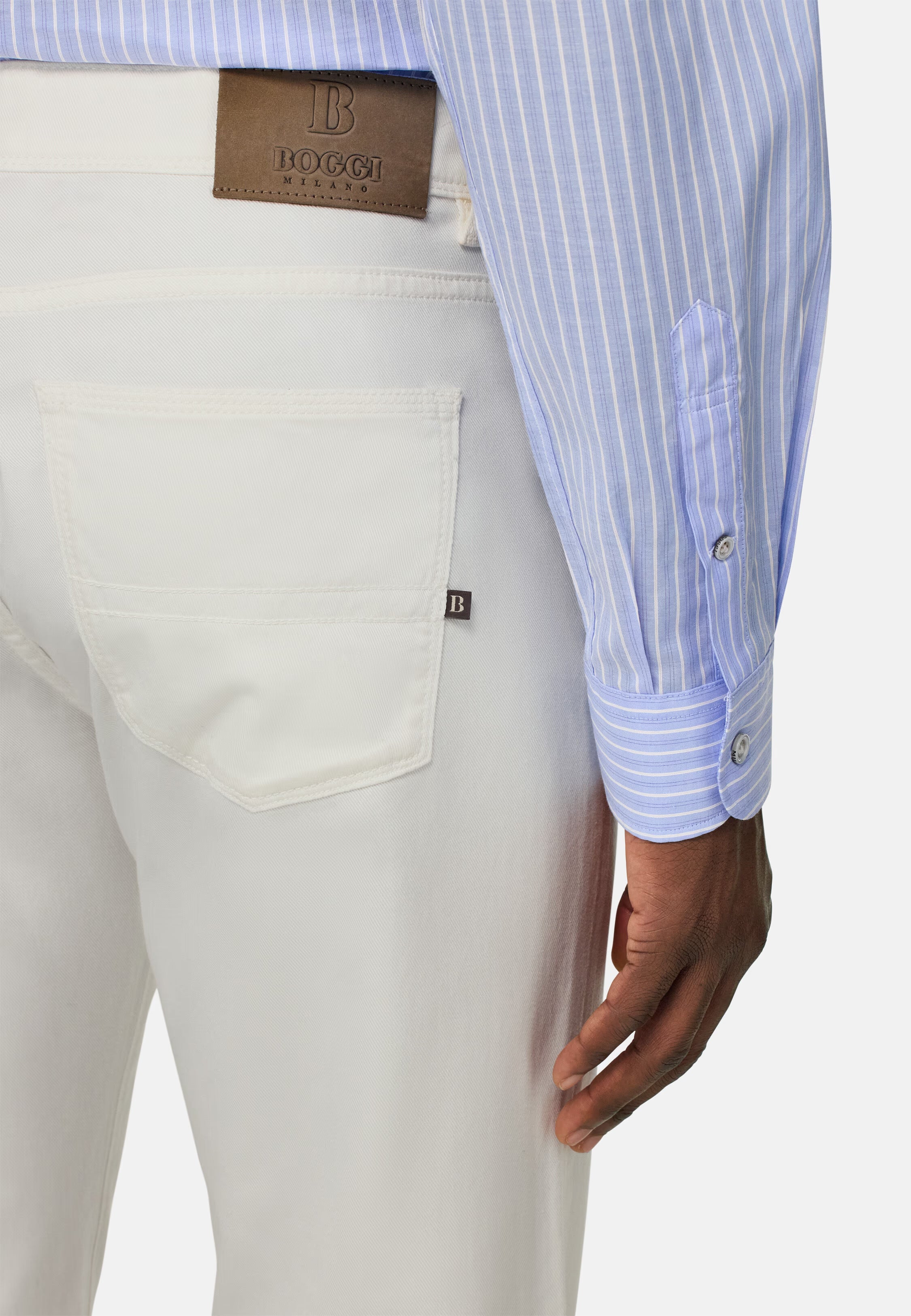 Boggi Stretch Cotton/Tencel Jeans - White