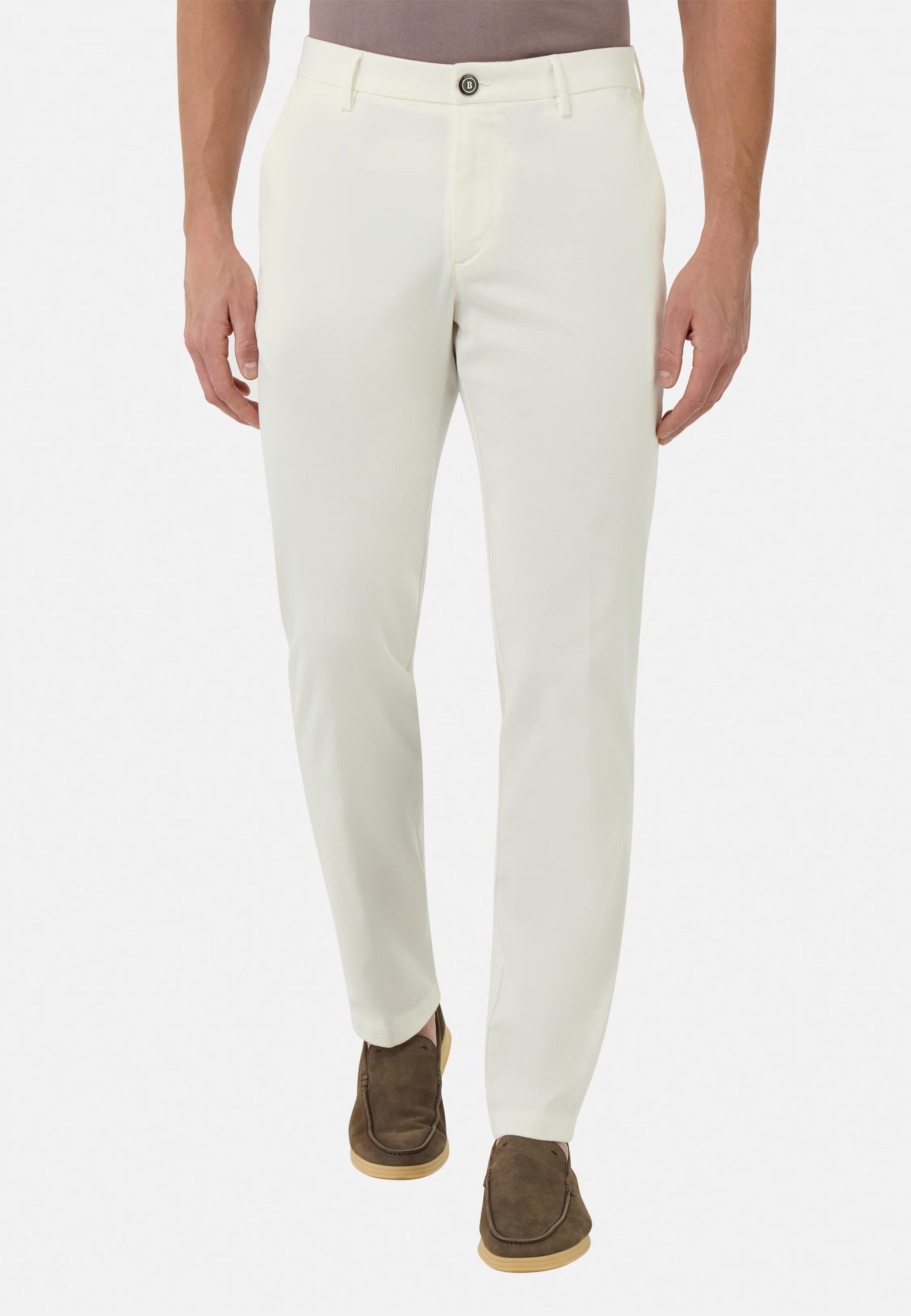 Boggi Stretch CottonTencel Trousers - White