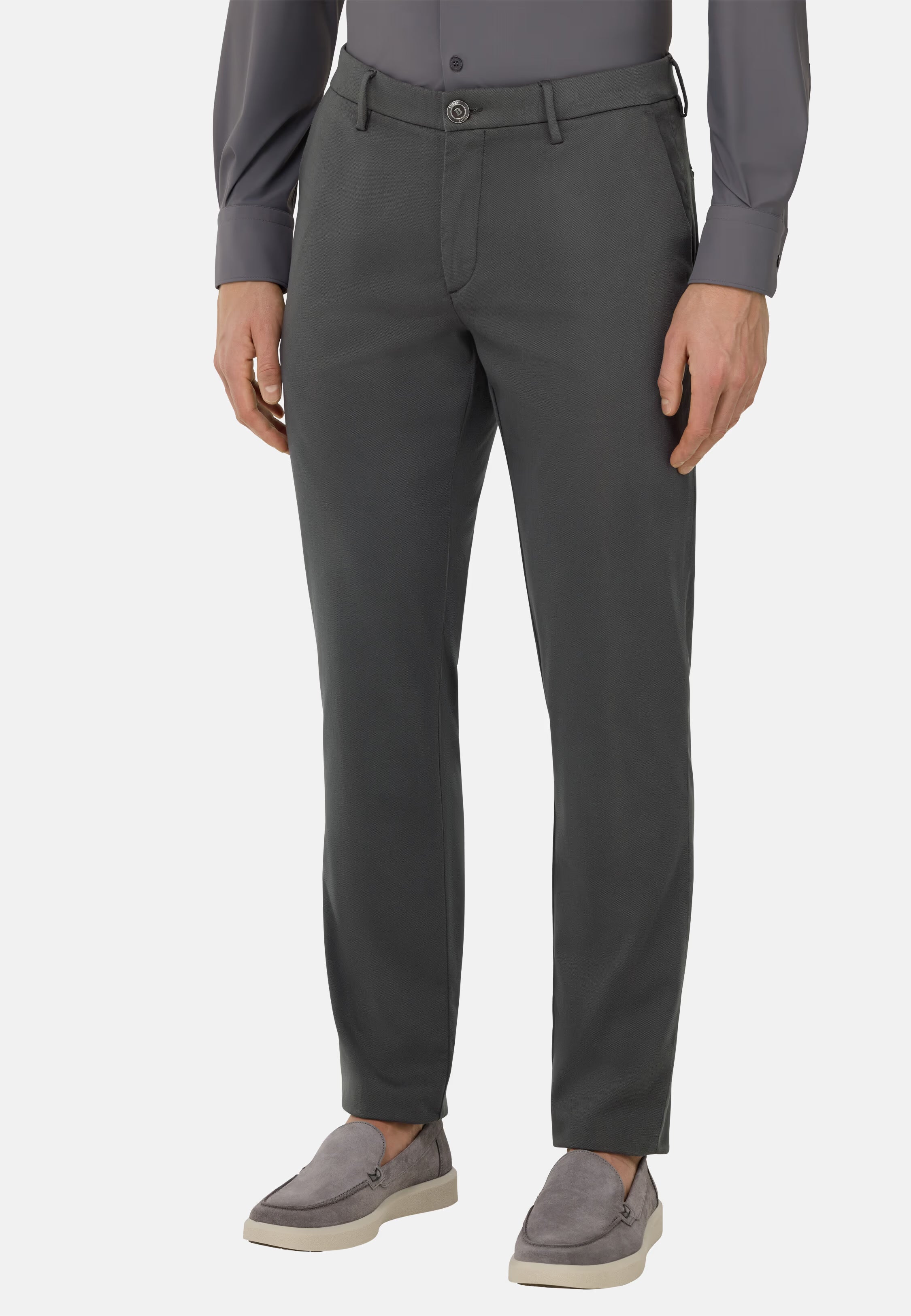 Boggi Stretch CottonTencel Trousers - Charcoal