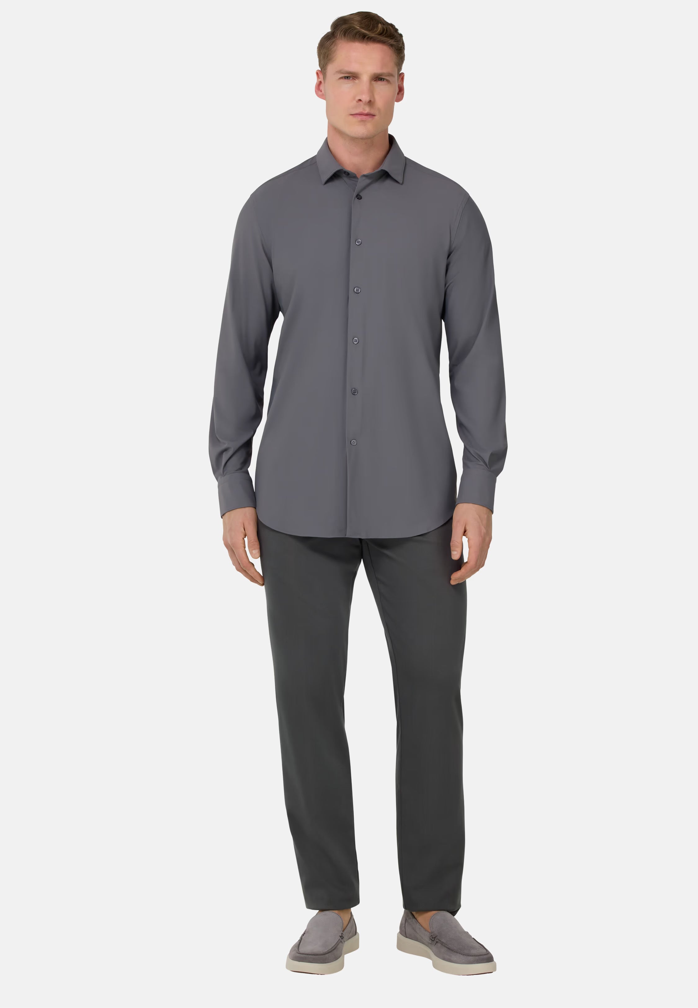 Boggi Stretch CottonTencel Trousers - Charcoal