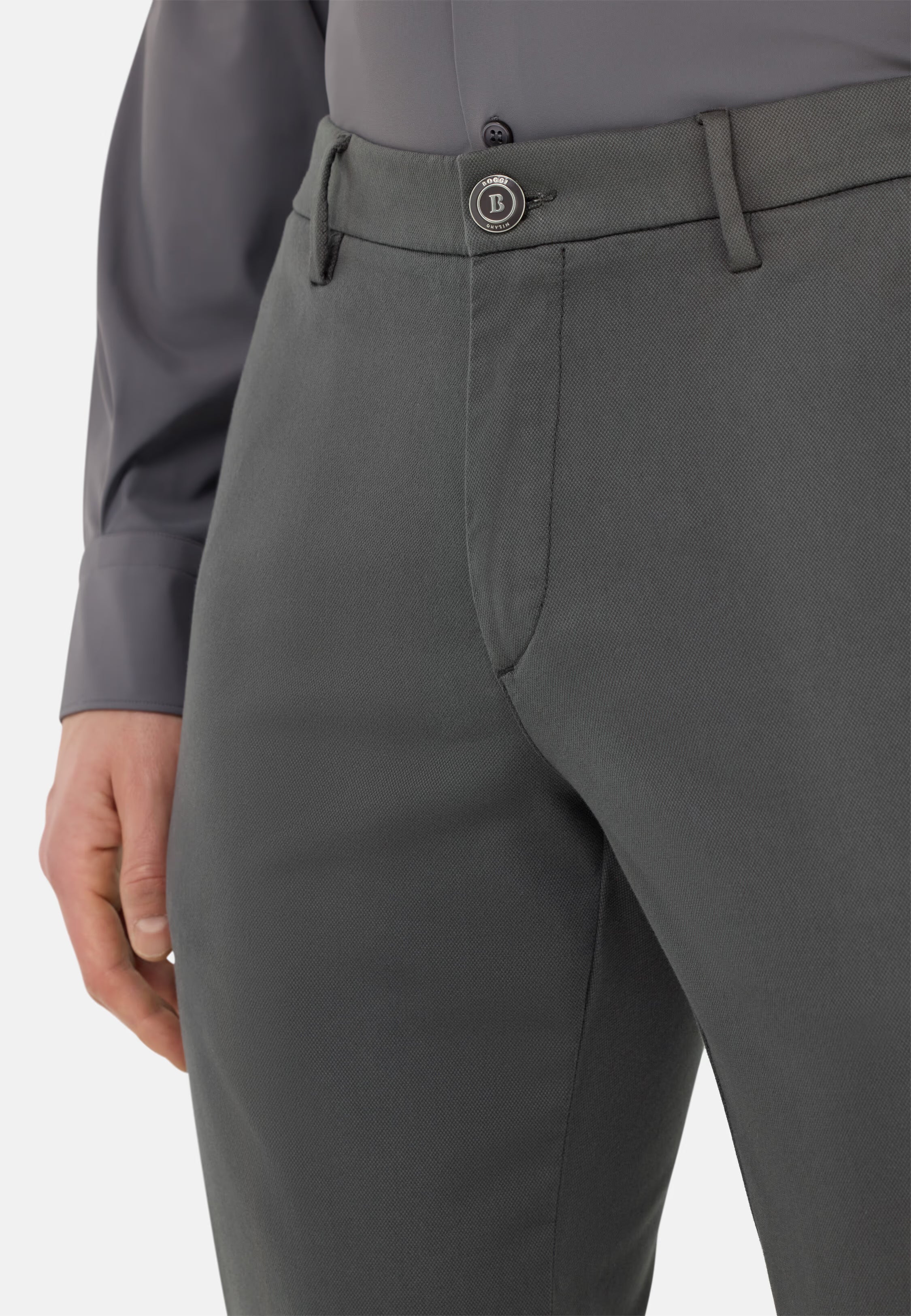 Boggi Stretch CottonTencel Trousers - Charcoal