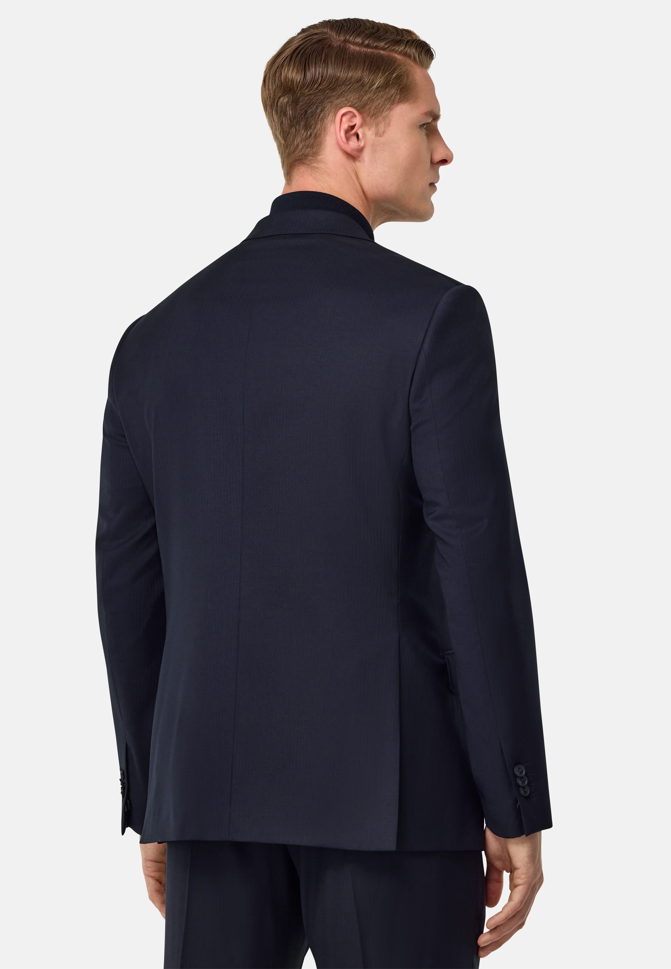 Boggi Micro Herringbone Suit in Stretch Pure Wool