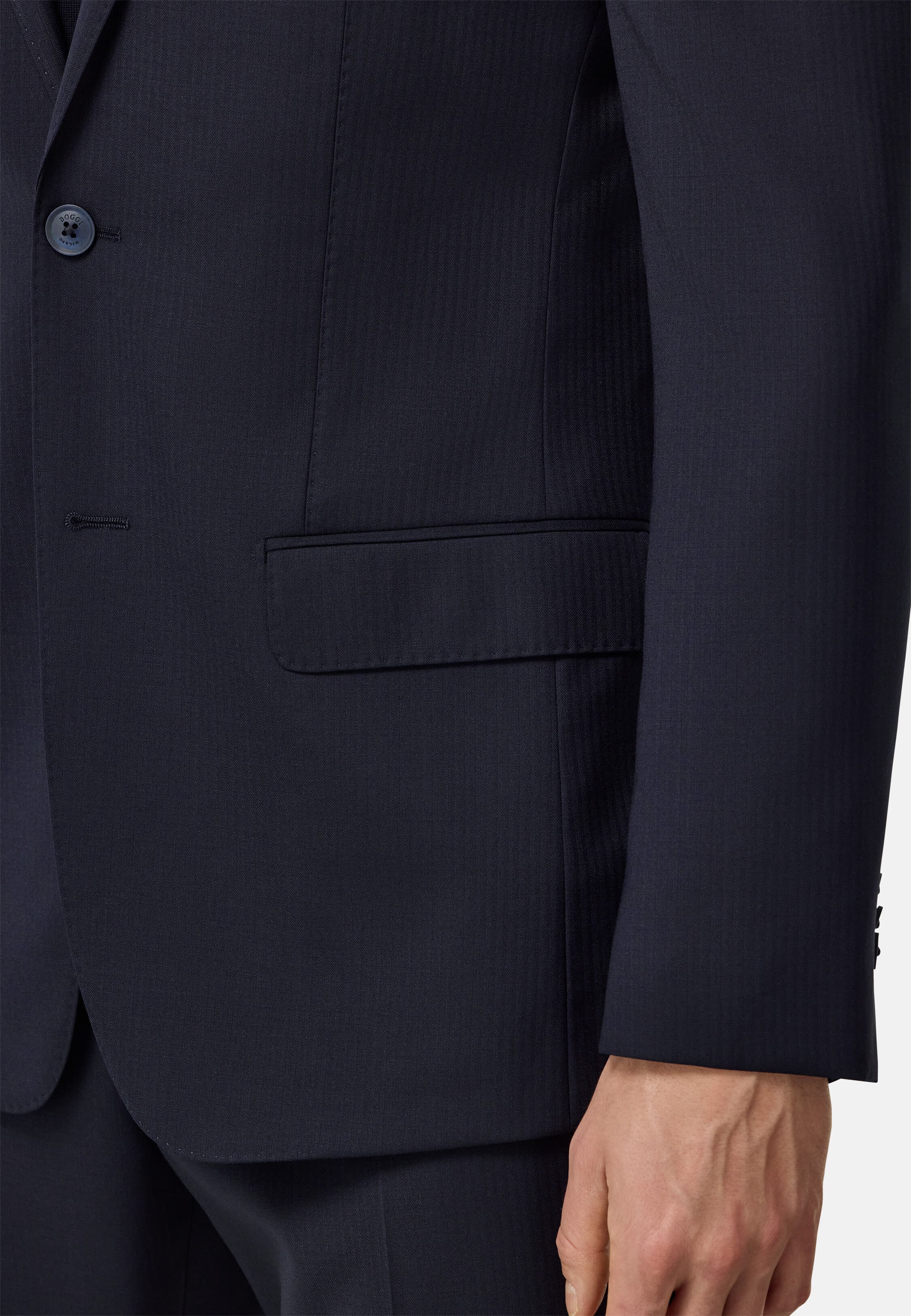 Boggi Micro Herringbone Suit in Stretch Pure Wool