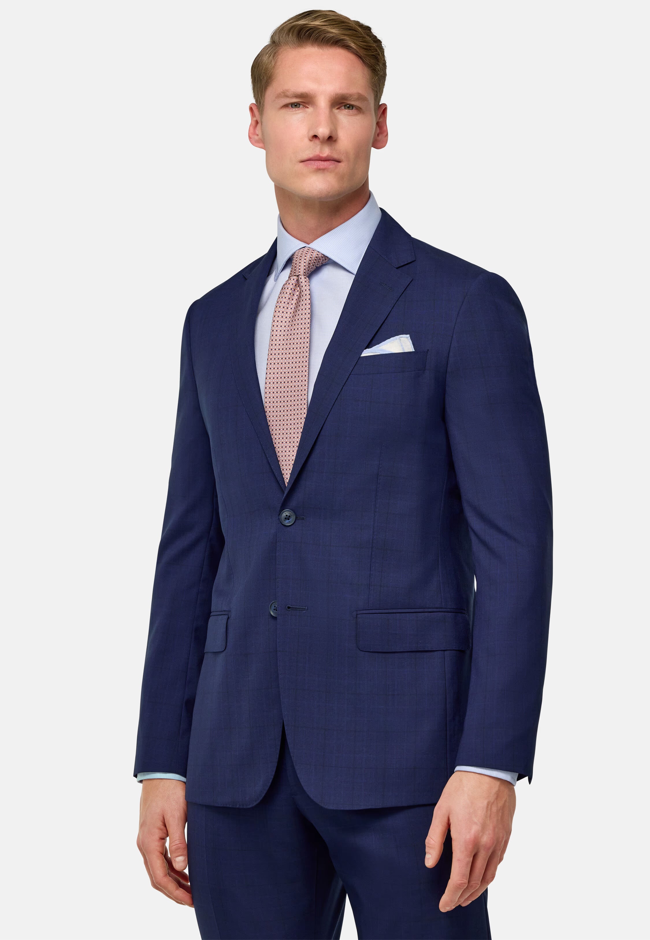 Boggi Prince of Wales Check Stretch Wool Suit