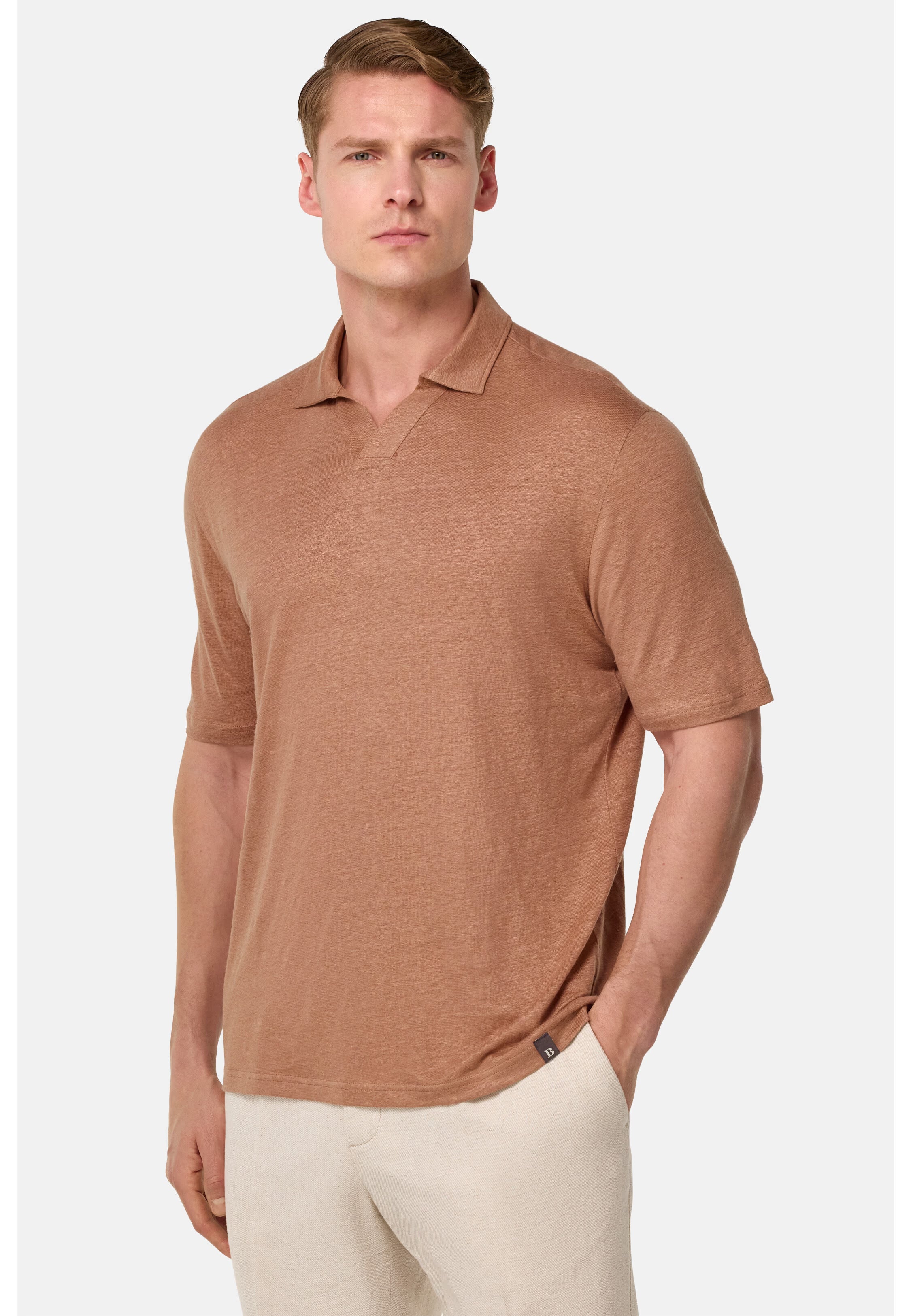 Boggi Stretch Linen Jersey Polo Shirt
