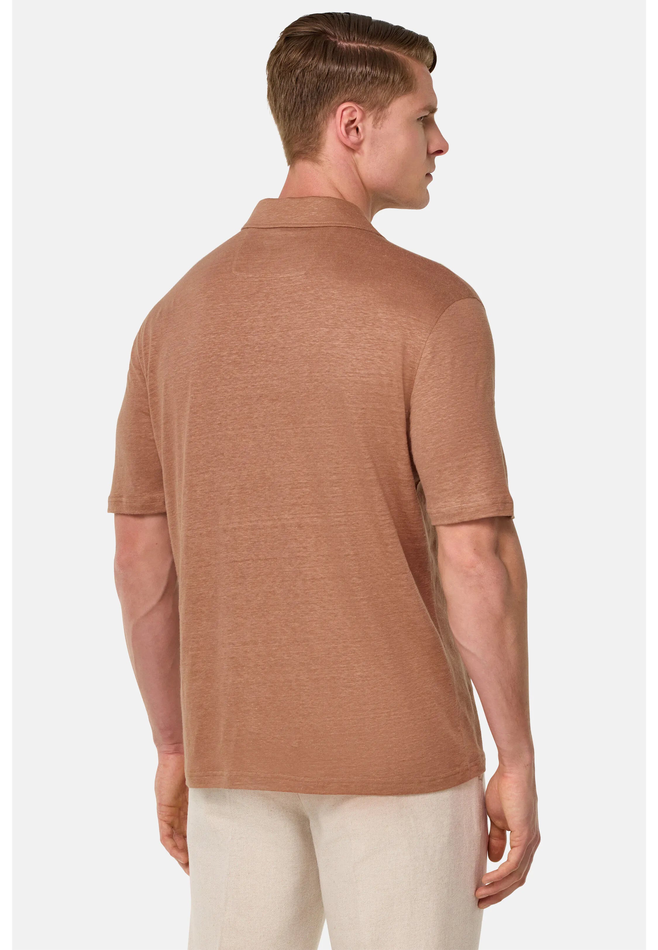 Boggi Stretch Linen Jersey Polo Shirt