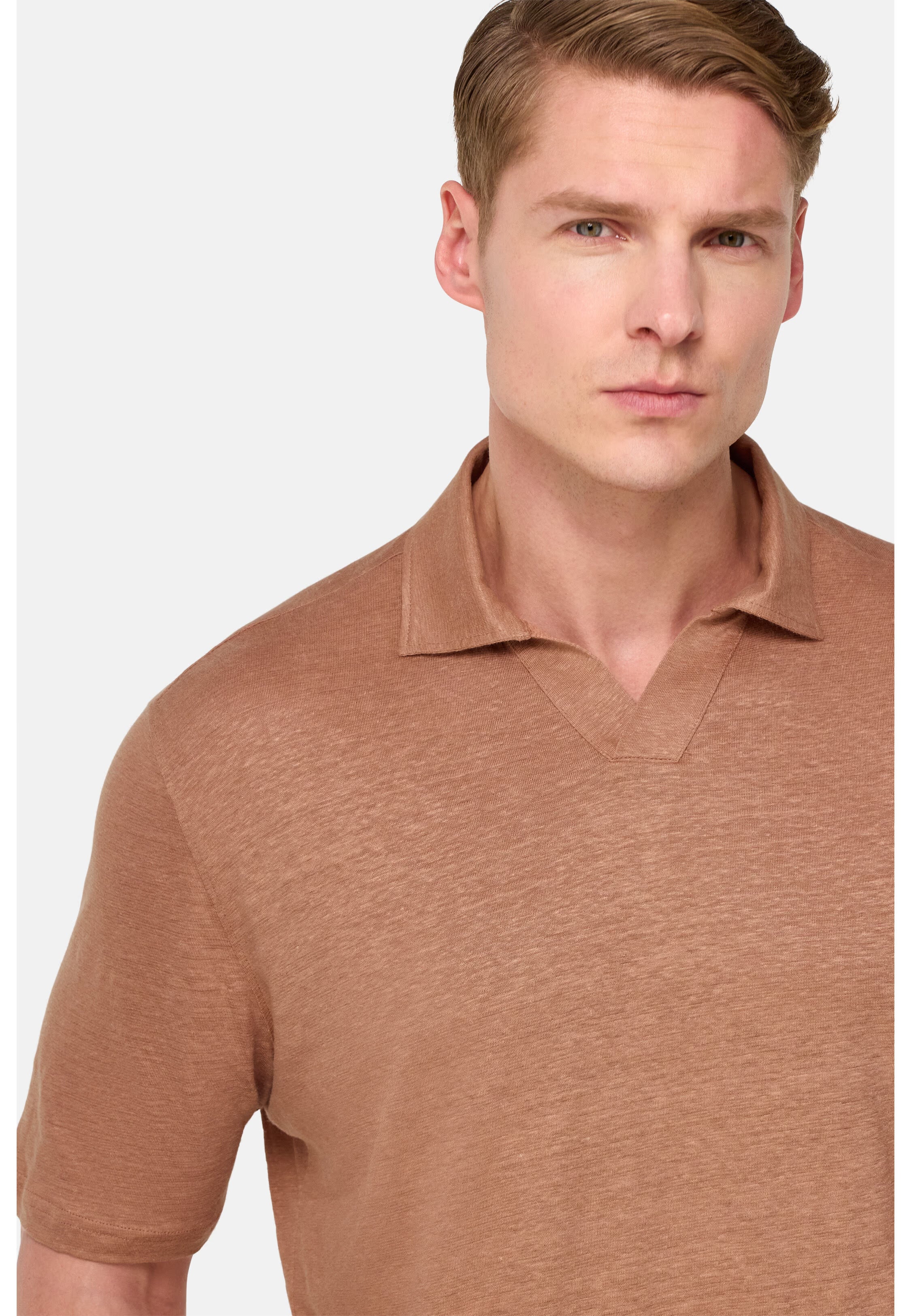 Boggi Stretch Linen Jersey Polo Shirt