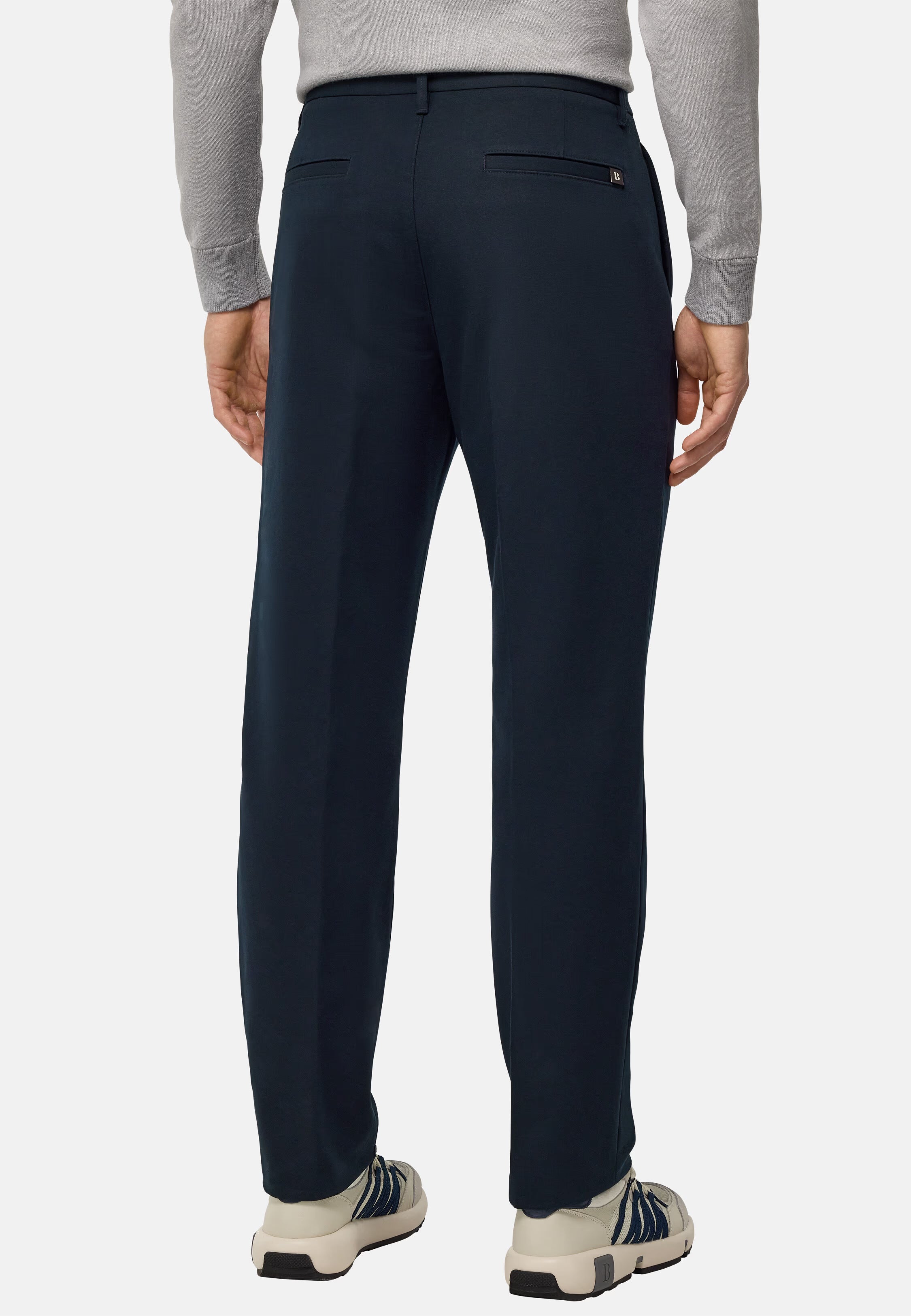 Boggi Stretch Cotton Trousers - Navy Blue