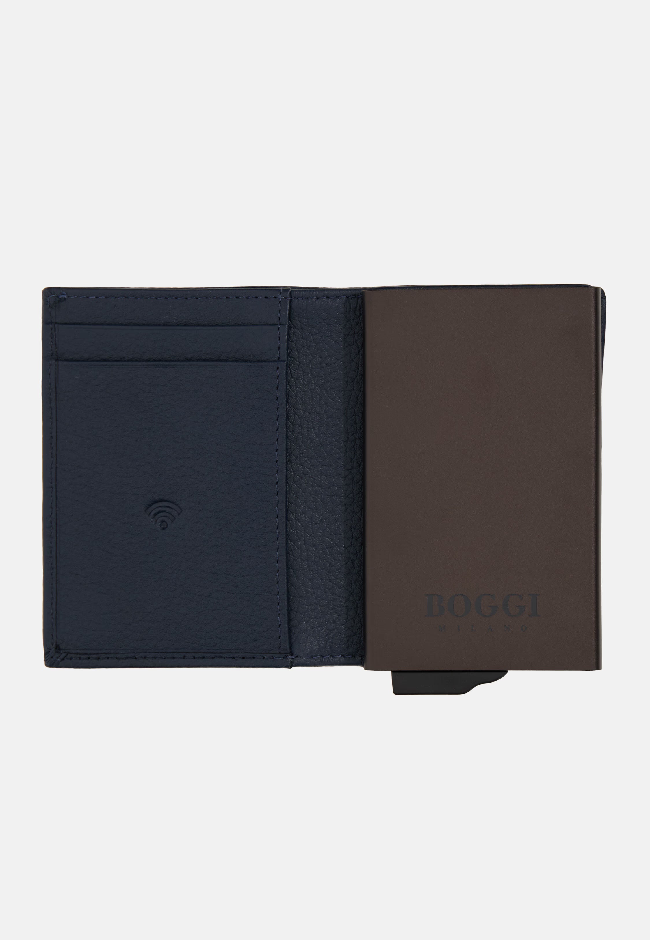 Boggi Leather Credit Card Holder - Navy