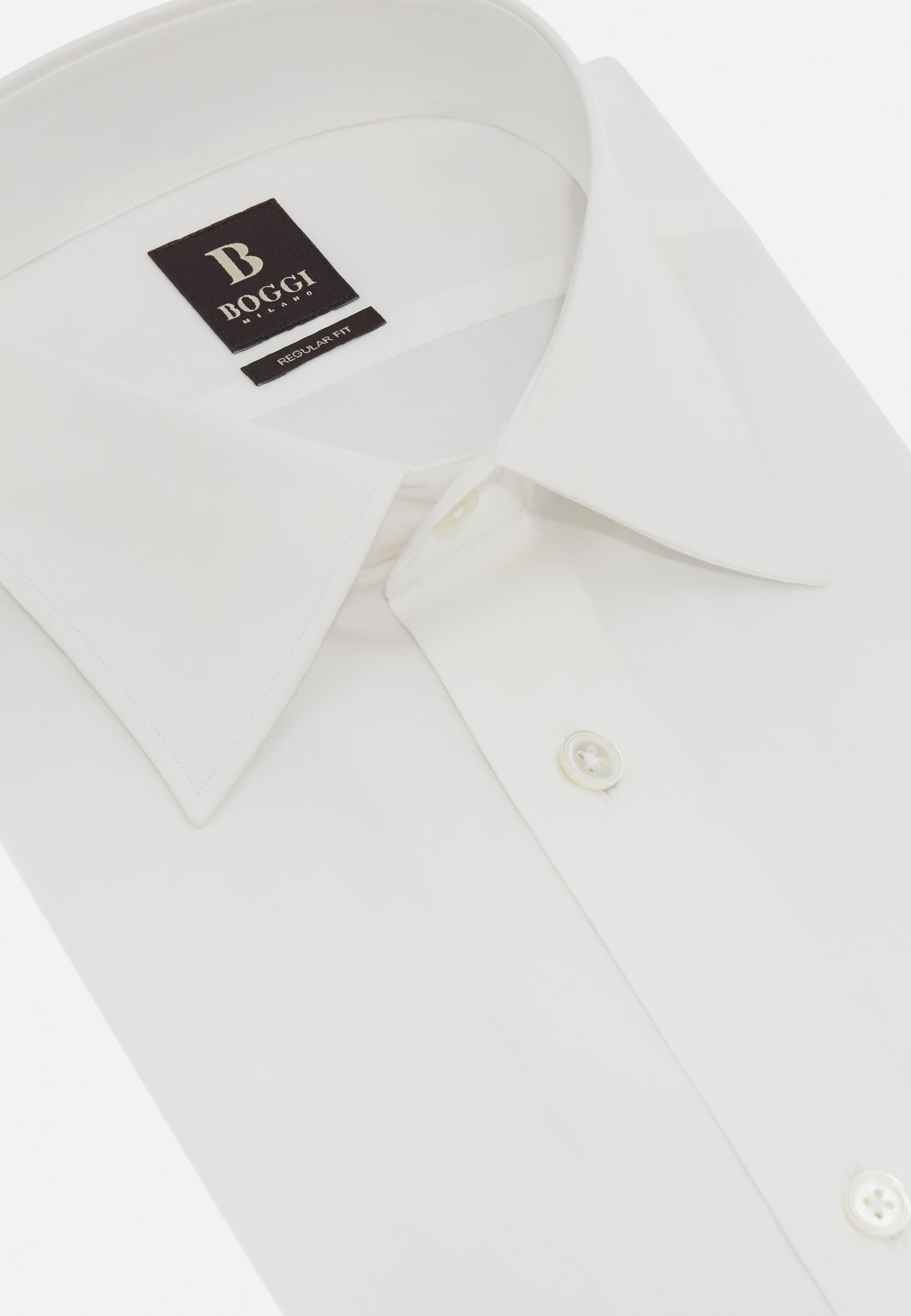 Boggi Regular Fit Cotton Twill Shirt - White