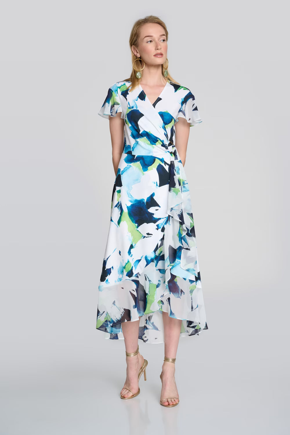 Joseph Ribkoff Floral Print Tulip Hem Dress Style
